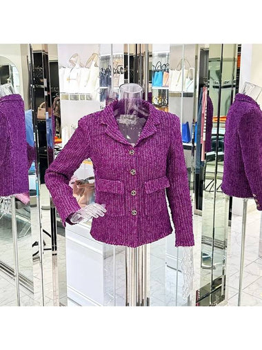 21C Tweed Jacket 38 Purple 4ET0419 - CHANEL - BALAAN 1