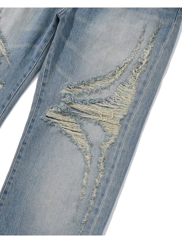 Destroyed Wide JeansMid Blue Destroyed Wide Jeans Mid Blue - PHOS333 - BALAAN 4