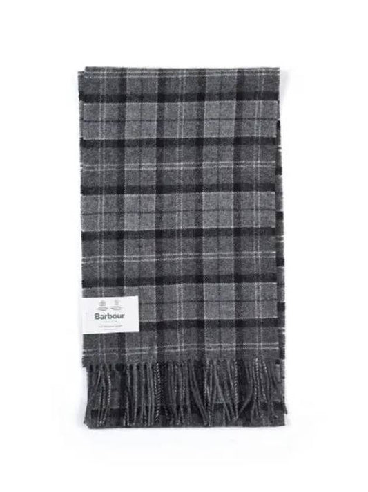 Tartan Check Fringe Wool Muffler Black Grey - BARBOUR - BALAAN 2