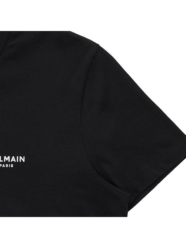 Logo Print Eco Responsible Cotton Short Sleeve T-Shirt Black - BALMAIN - BALAAN 5