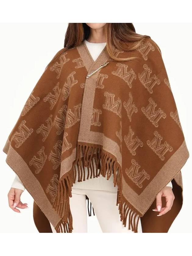 Fringe Wool Cape Camel Poncho 2426736011600 - MAX MARA - BALAAN 1