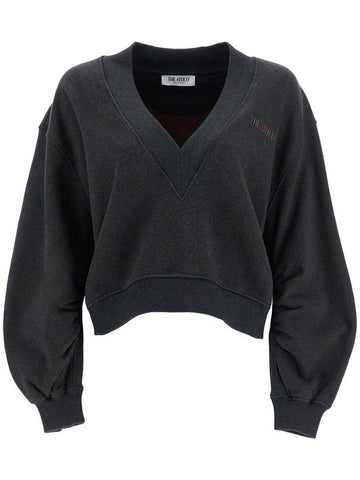 oversized sweatshirt with deep v-neck in gradient black - THE ATTICO - BALAAN 1