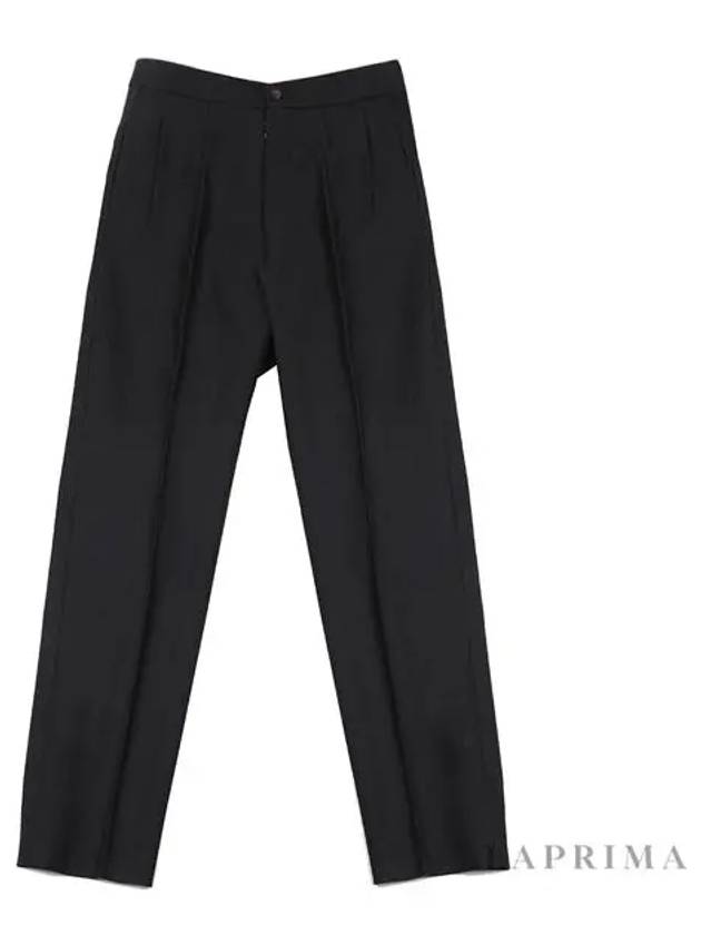 Men's Back Stitch Wool Pleated Straight Pants Black - MAISON MARGIELA - BALAAN 9