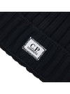 Logo Patch Wool Beanie Black - CP COMPANY - BALAAN 7