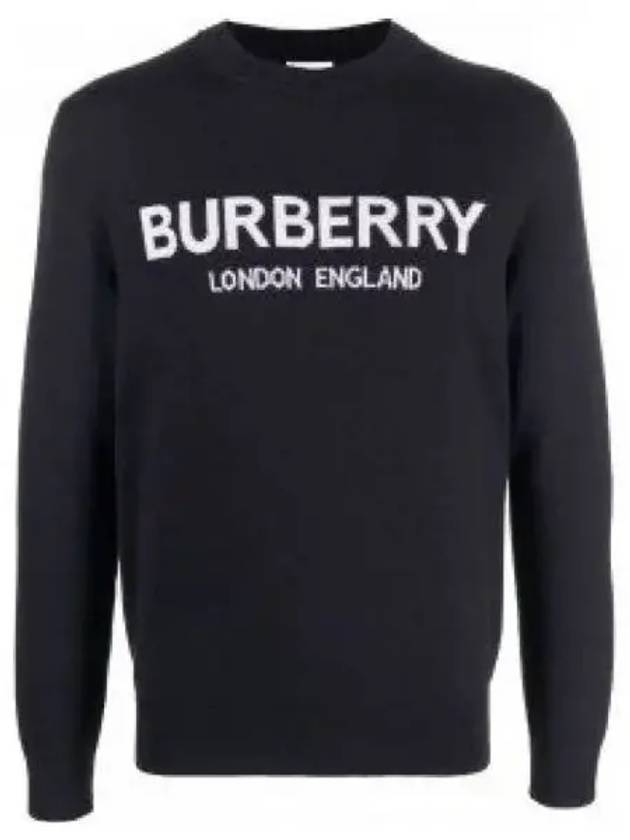 Jacquard Logo Wool Knit Top Navy - BURBERRY - BALAAN 2