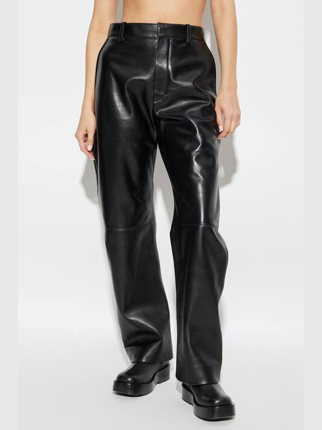 Round leather straight pants black - BOTTEGA VENETA - BALAAN 4