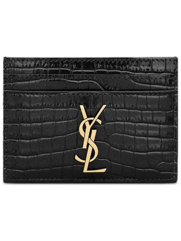 Cassandre Crocodile Embossed Leather Card Wallet Black - SAINT LAURENT - BALAAN 2