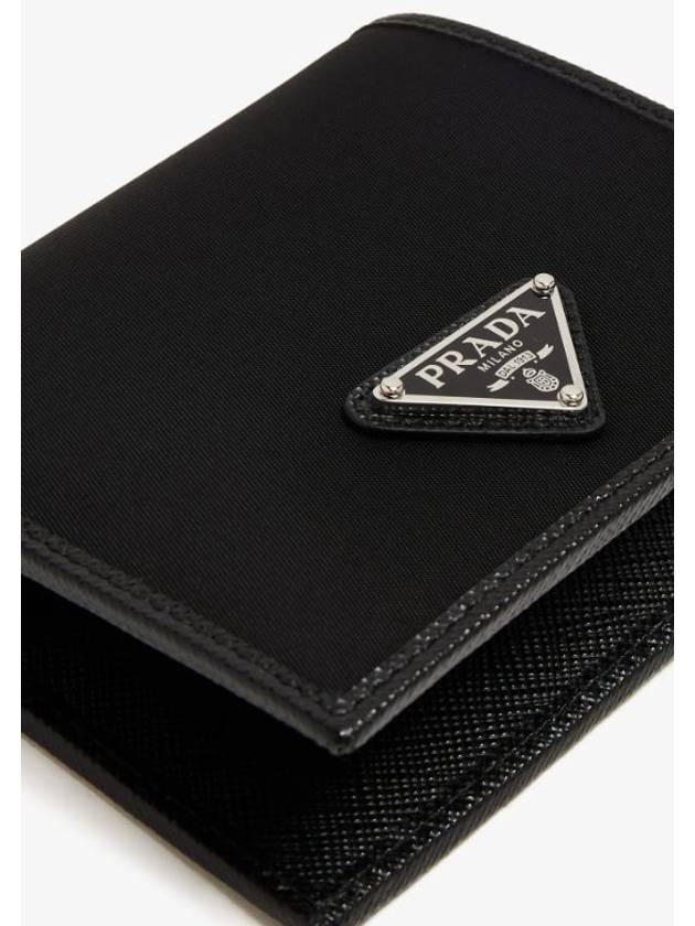 Enamel Triangle Logo Re-Nylon Half Wallet Black - PRADA - BALAAN 4