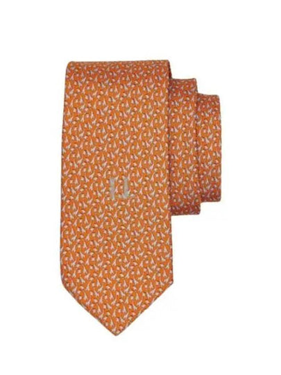 Giraffe Print Silk Tie Orange - SALVATORE FERRAGAMO - BALAAN 2