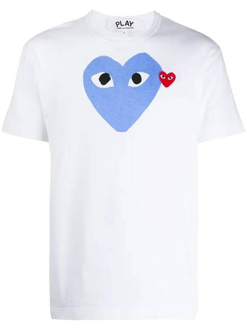 Men's Red Heart Waffen Blue Big Heart Short Sleeve T-Shirt P1 T106 2 White - COMME DES GARCONS PLAY - BALAAN 1