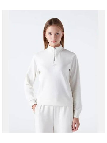 Women s Shirring Emboss Half Zip Up Sweatshirt Ivory SP322UAN89 - DESCENTE - BALAAN 1