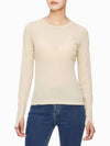 JEANS Women s Beige Sheer Long Sleeve Top J224335 RAE - CALVIN KLEIN - BALAAN 1