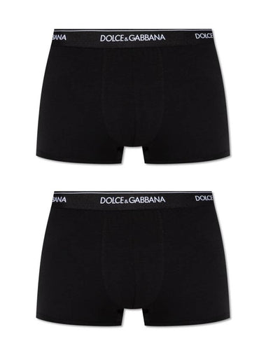 Men's Logo Waistband Cotton Briefs 2 Pack Black - DOLCE&GABBANA - BALAAN 1