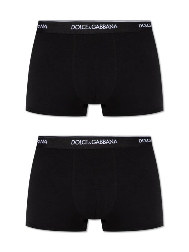 Men's Logo Waistband Cotton Briefs 2 Pack Black - DOLCE&GABBANA - BALAAN 1