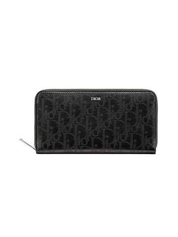 Zippered Oblique Galaxy Leather Long Wallet Black - DIOR - BALAAN 1