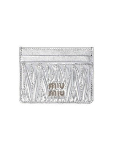 Matelasse Nappa Leather Card Wallet Silver - MIU MIU - BALAAN 1