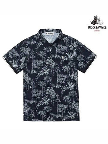 Print Short Sleeve T-Shirt 9662LAPNNAVY - BLACK&WHITE - BALAAN 1