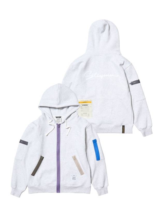 Oversized Zip-up Hoodie White Melange - STIGMA - BALAAN 2