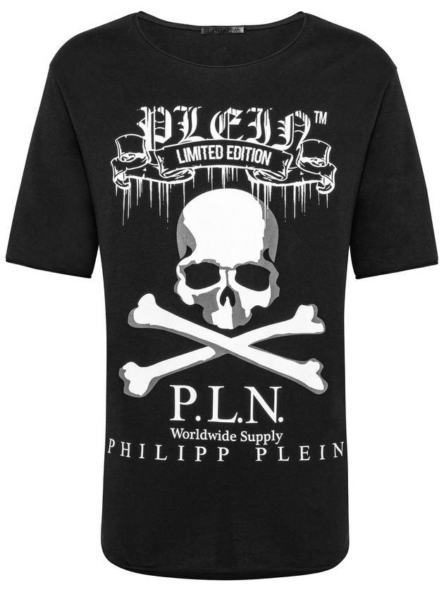 Skull Round Neck Short Sleeve T-Shirt Black - PHILIPP PLEIN - BALAAN.
