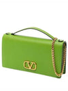 V Logo Signature Chain Grainy Calfskin Cross Bag Green - VALENTINO - BALAAN 2