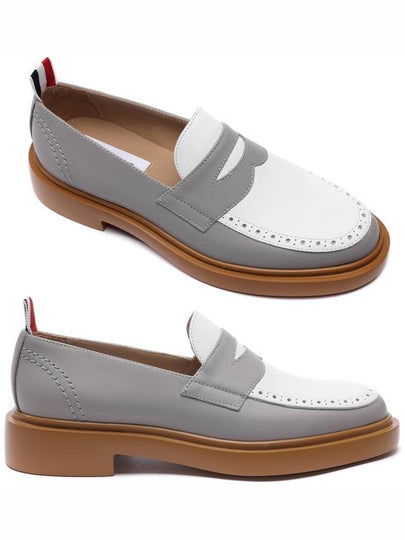 Vitello Calf Leather Penny Loafer Grey - THOM BROWNE - BALAAN 2