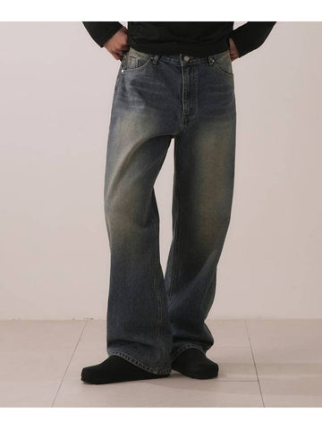 Drain wide washed denim pants SAND BLUE - WEST GRAND BOULEVARD - BALAAN 1