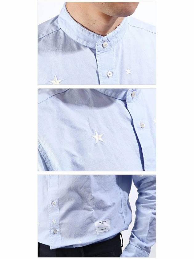 Star Cotton Long Sleeve Shirt Sky Blue - THE EDITOR - BALAAN 5