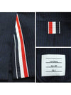 Men's 4 Bar Seesucker Loopback 4 Bar Sack Cardigan Navy - THOM BROWNE - BALAAN 5