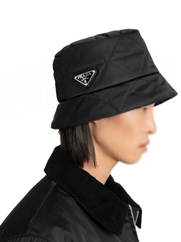 Triangle Logo Nylon Bucket Hat Black - PRADA - BALAAN 5