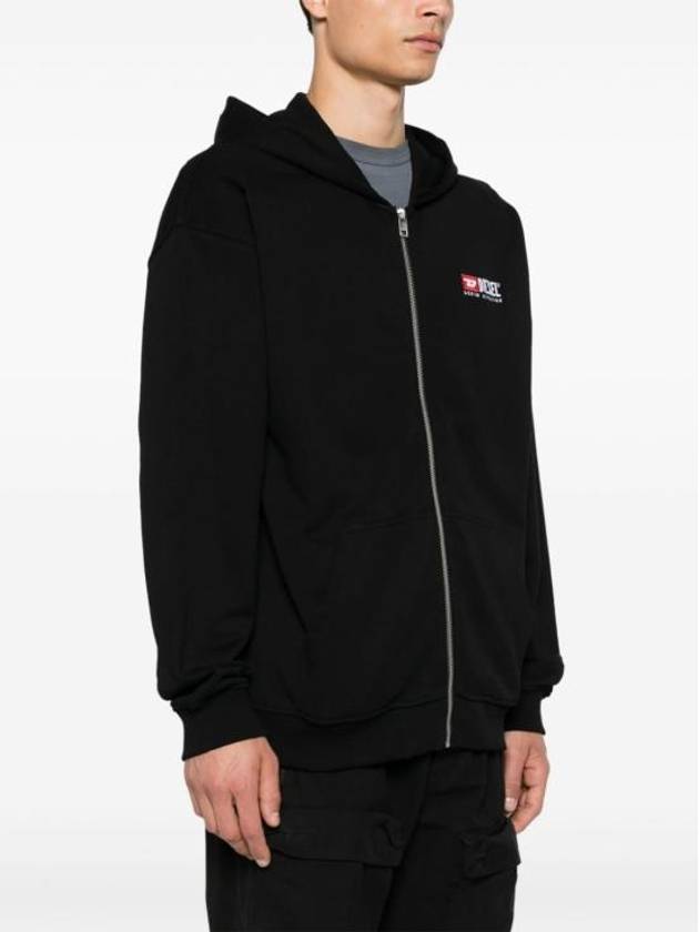 S Boxt Logo Embroidery Zip Up Hoodie Black - DIESEL - BALAAN 4