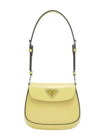 Mini Cleo Brushed Leather Shoulder Bag Yellow - PRADA - BALAAN 1