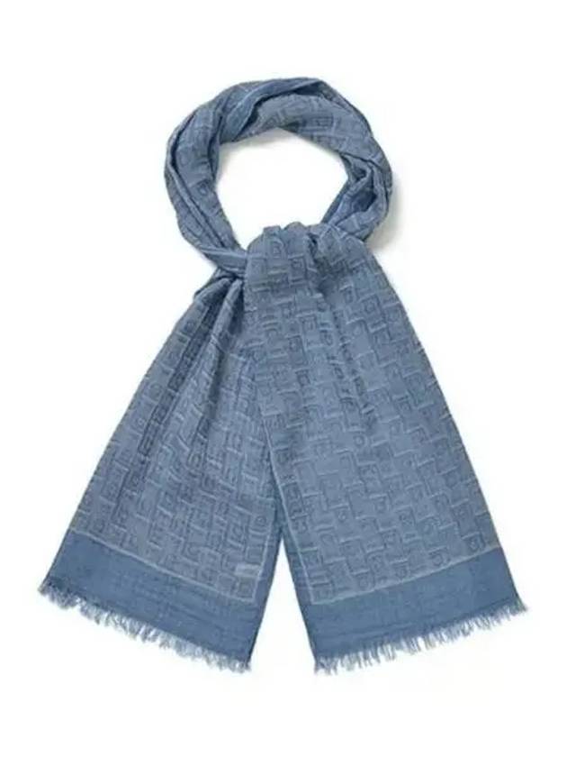 Gancini Monogram Print Stole Scarf Blue - SALVATORE FERRAGAMO - BALAAN 2