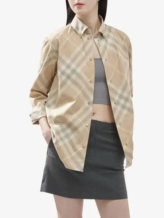 Vintage Check Cotton Long Sleeve Shirt Beige - BURBERRY - BALAAN 2