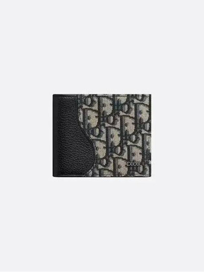 Saddle Oblique Jacquard Half Wallet Black Beige - DIOR - BALAAN 2