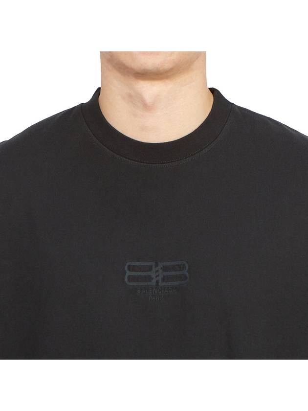 BB Embroidered Logo Short Sleeve T-Shirt Black - BALENCIAGA - BALAAN 7