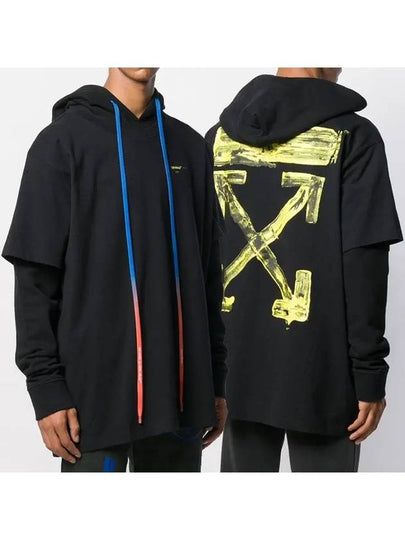 Acrylic Arrow Double Short-Sleeved Hoodie Black - OFF WHITE - BALAAN 2