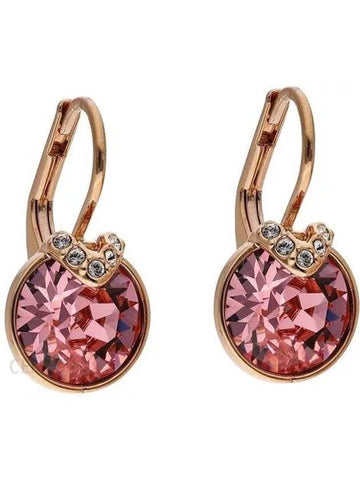 Bella V Round Drop Earrings Pink Rose Gold - SWAROVSKI - BALAAN 1