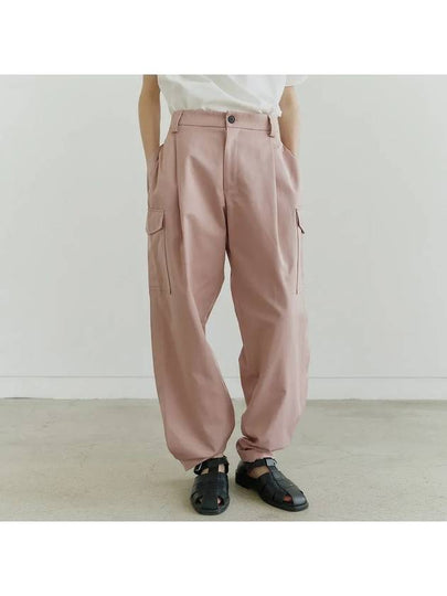 Cotton Pleated Pocket Wide Pants Nude Pink - NOIRER - BALAAN 2