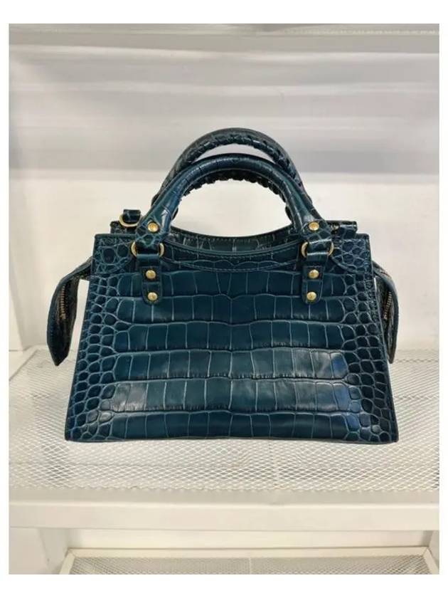 Women s Blue Neo Classic Croc Calf Leather Mini City Bag 679231 2AAAR 6526 - BALENCIAGA - BALAAN 4