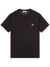 Logo Patch Short Sleeves T-Shirt Black - STONE ISLAND - BALAAN 2