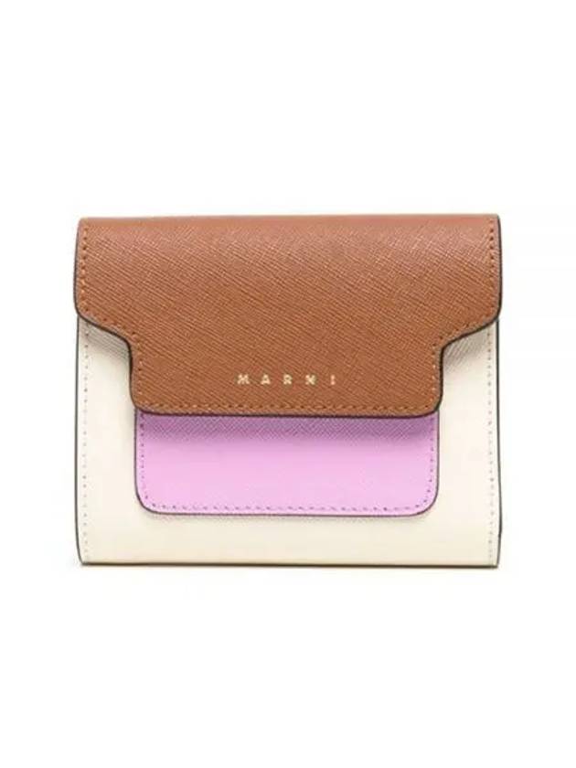 Saffiano Tri-Fold Half Wallet Brown - MARNI - BALAAN 2