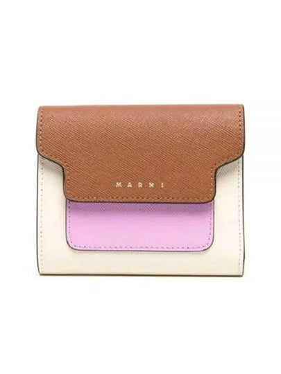 Saffiano Tri-Fold Half Wallet Brown - MARNI - BALAAN 2