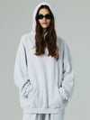 Unisex Brushed VER Heart Print Hoodie White Melange - LMN3011 - BALAAN 1