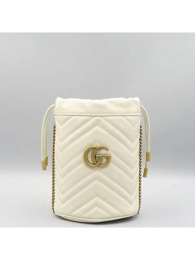 575163 Ivory leather GG Marmont mini bucket cross bag - GUCCI - BALAAN 2