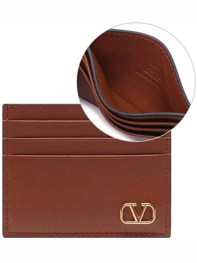 V Logo Card Wallet Brown - VALENTINO - BALAAN 3