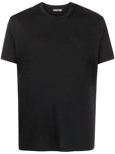 Men's Lyocell Round Neck Cotton Short Sleeve T-Shirt Black - TOM FORD - BALAAN 1