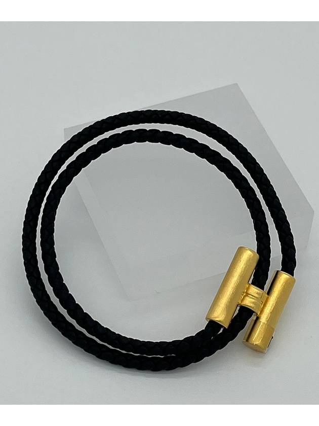 Tunis Tresse Gold Bracelet Noir - HERMES - BALAAN 4