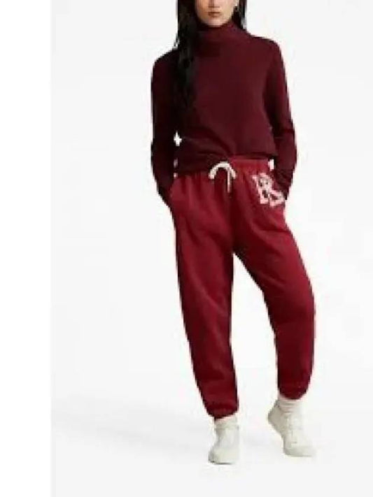 Points W RL Logo Fleece Sweatpants Red - POLO RALPH LAUREN - BALAAN 1