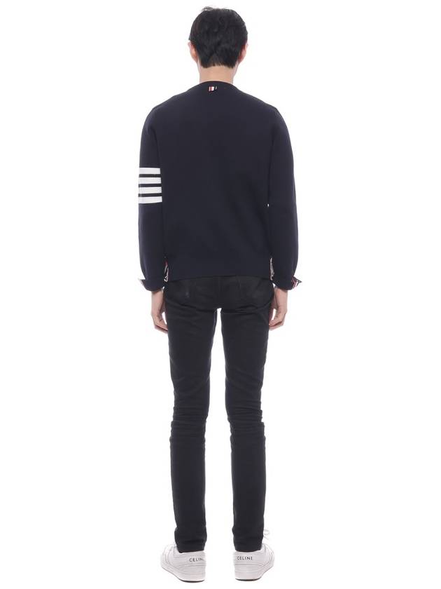 4 Bar Armband Milano Stitch Knit Top Navy - THOM BROWNE - BALAAN 6