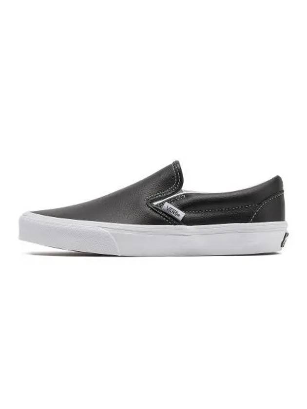 Classic Leather Slip On Black True White - VANS - BALAAN 1